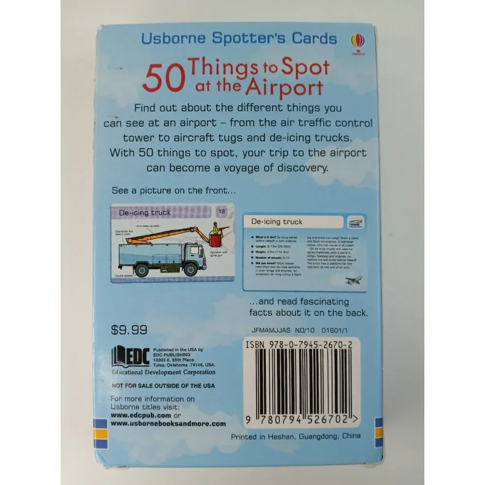 Usborne Spotter's Cards - 50 Things to Spot at the Airport Kids Activity *
